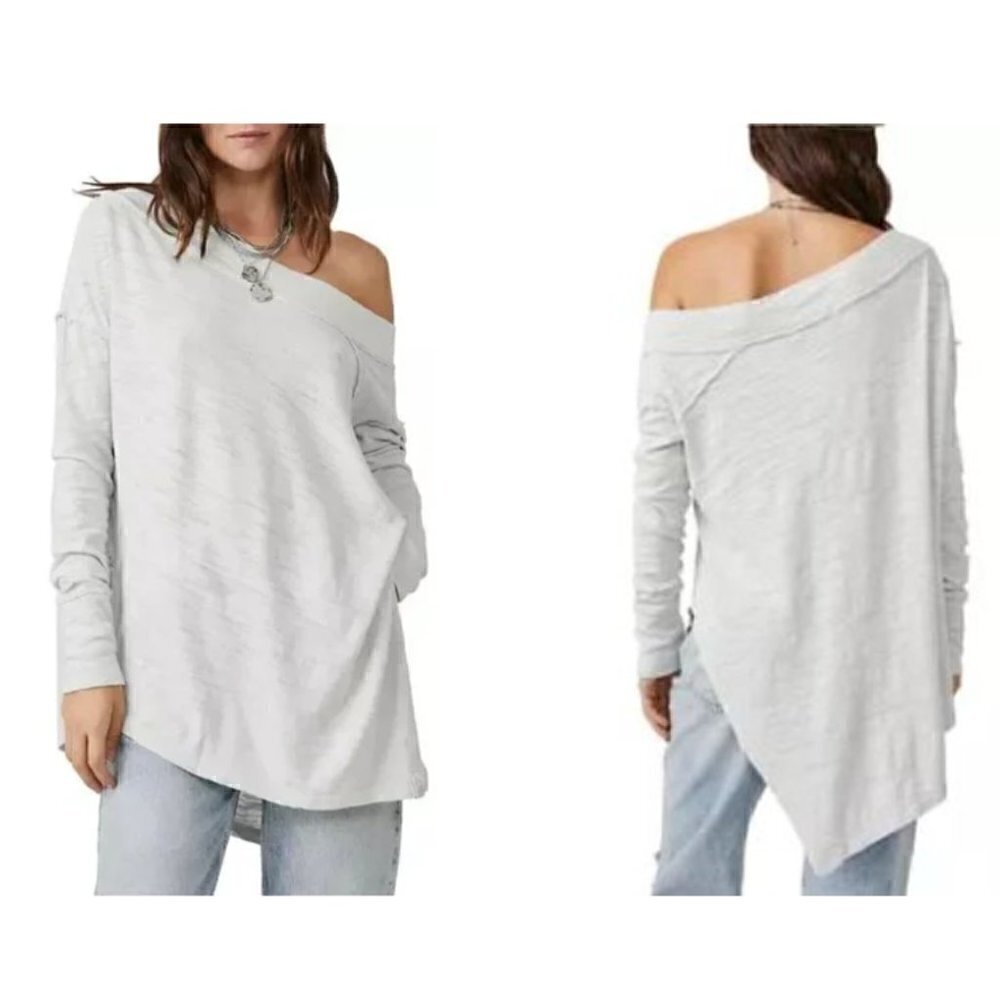 FREE PEOPLE To The Right Off The Shoulder Top in Blue Iris Size X-Small